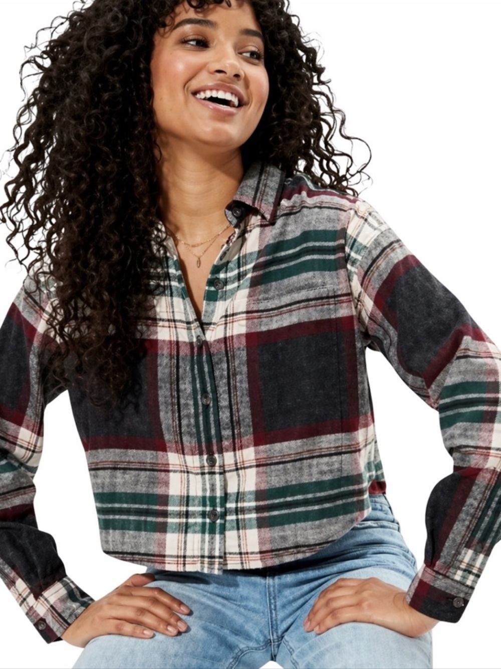 ⭐️ American Eagle ($55) Ahh-Mazingly Plaid Cropped Flannel - PTP 27